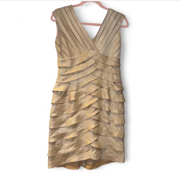 Adrianna Papell Shimmering Gold Fabric Evening Dress - Picture 1 of 5